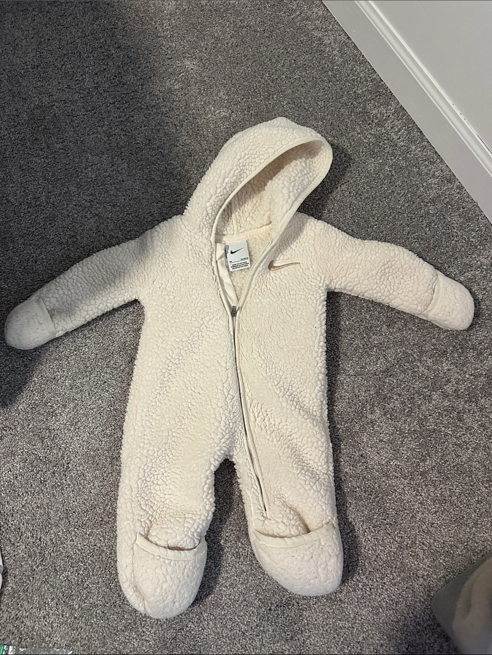Nike Cream Sherpa Baby One-Piece Hooded Footie
